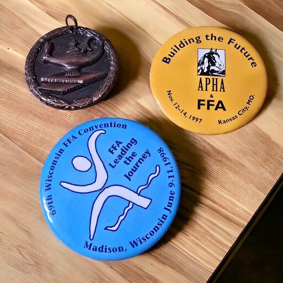 VINTAGE 1990-2002 FFA Pins and Medal - Picture 1 of 3